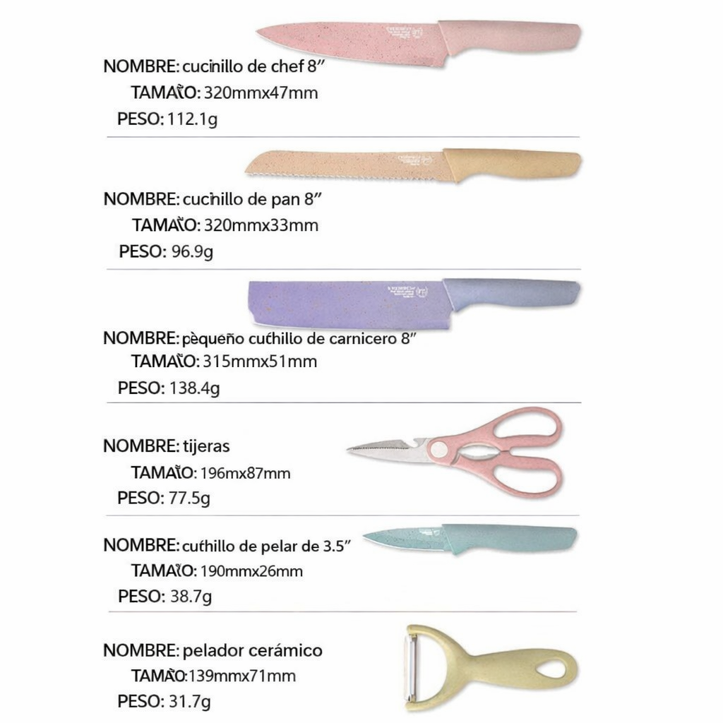Set de cuchillos de colores elegante X6